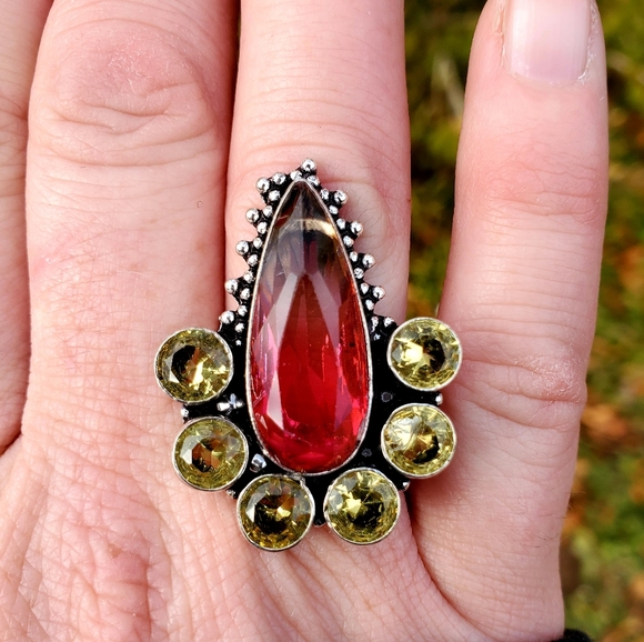 New Bi-Color Tourmaline & Citrine 925 Silver Ring. - Picture 4 of 14